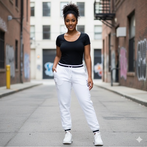 True Religion XL White Sweatpants and black trim - Picture 9 of 9